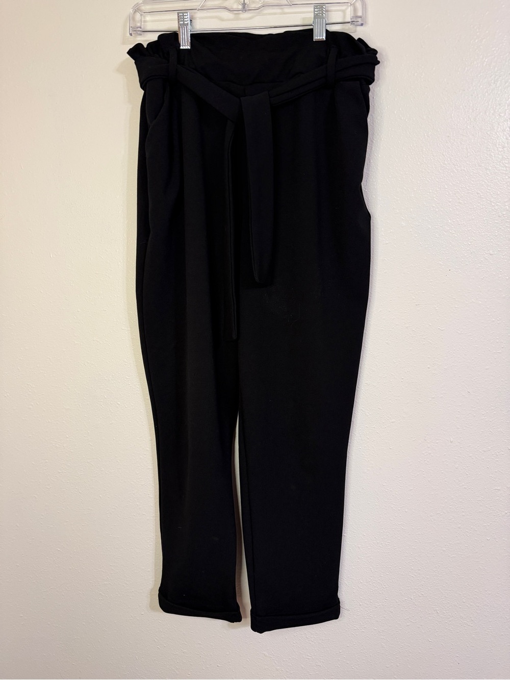 Maurices Black Paperbag Waist Tie Belt Ankle Pants Size Small